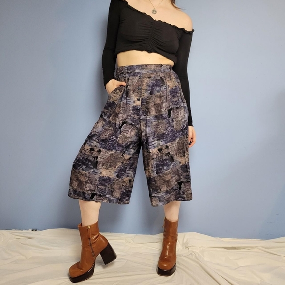 Pants - 80s purple funky culottes